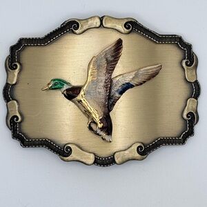 1977 Raintree Brass and Enamel Mallard Duck Belt Buckle